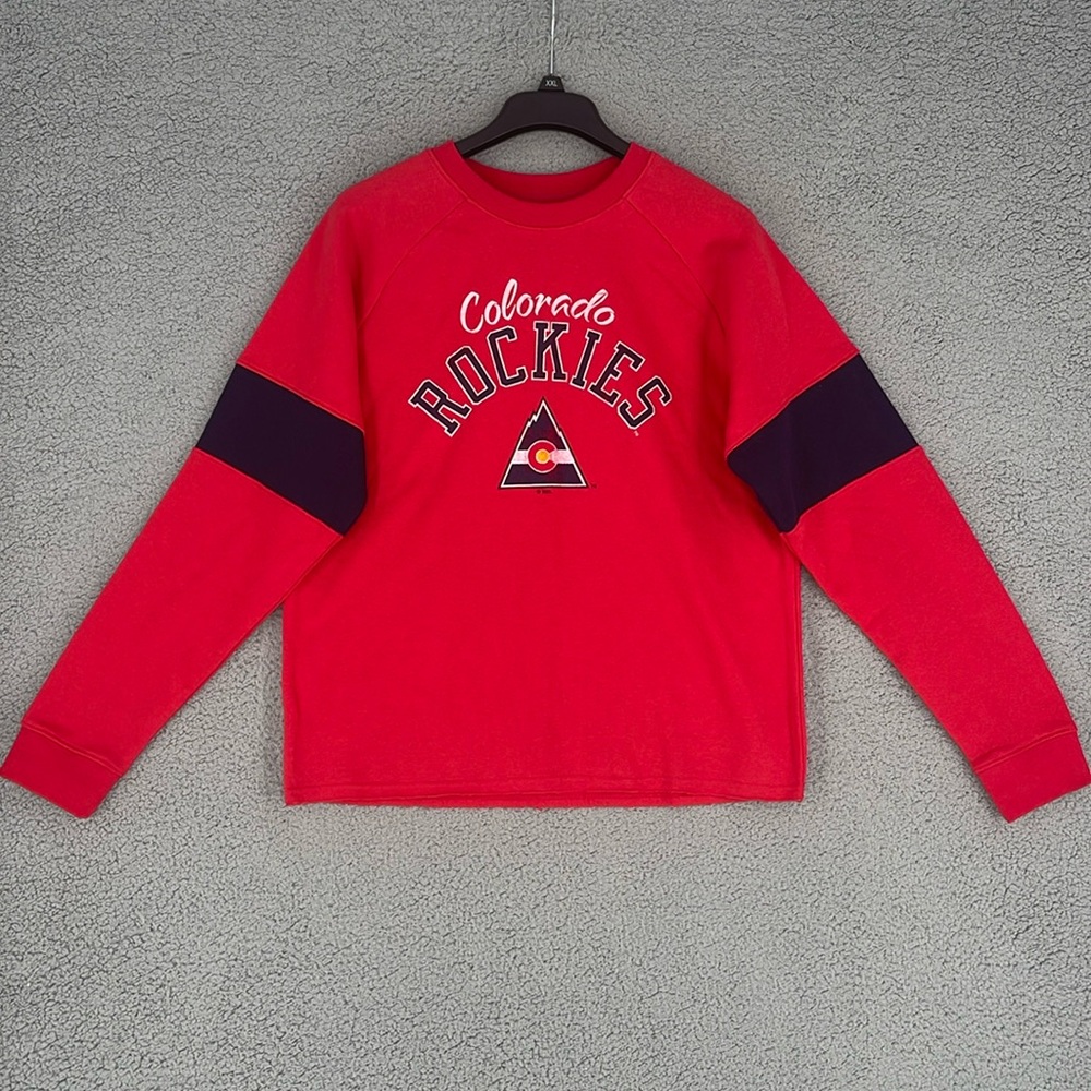 Vintage Hockey NHL Colorado Rockies red long sleeve sweatshirt men’s Large shirt
